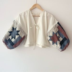 Bohemian Patchwork Balloon Sleeve Top